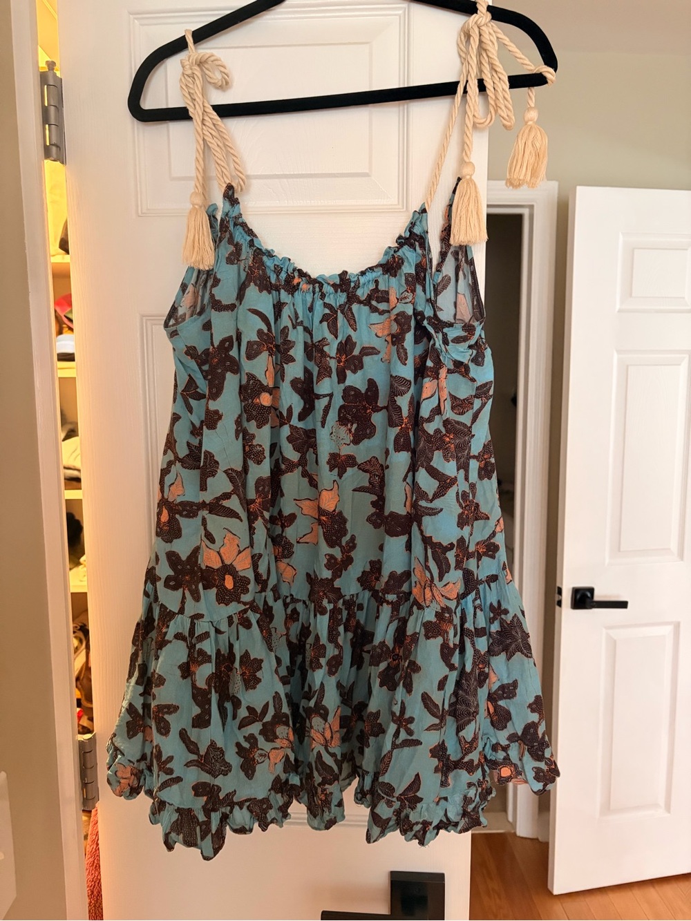 Ulla Johnson Blue Floral Tie-Shoulder Dress for Kids